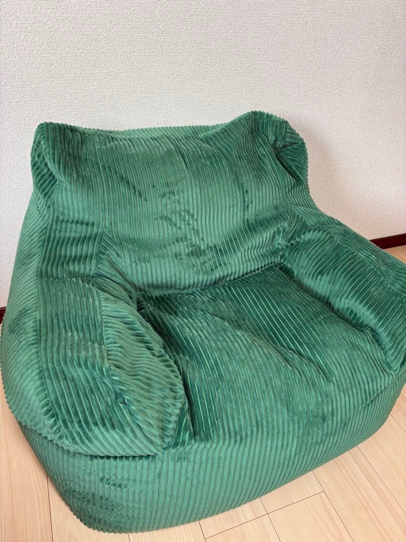 LOOSY 1人掛けビーズソファ　コーデュロイ グリーン