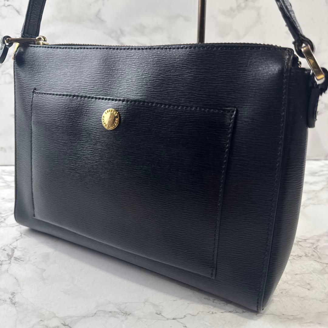 RALPH LAUREN ラルフローレン 本革 レザー ミニショルダーバッグ 黒