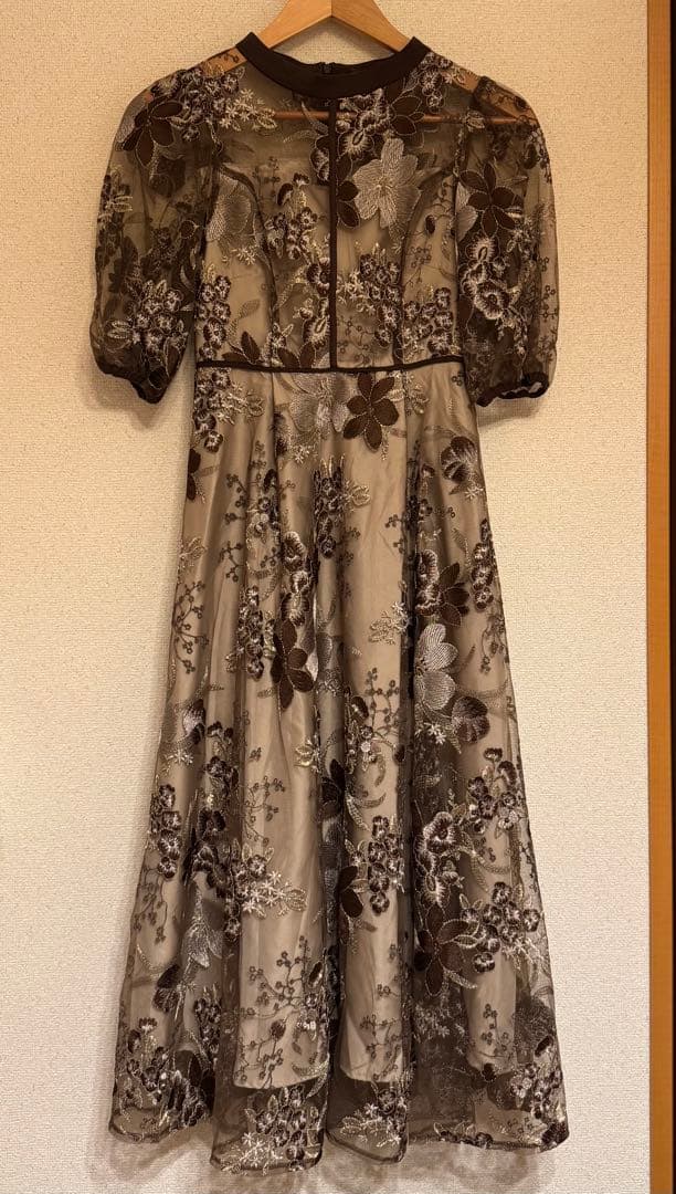 Kana シック フラワー刺繍 パーティー ドレス 結婚式 オケージョン