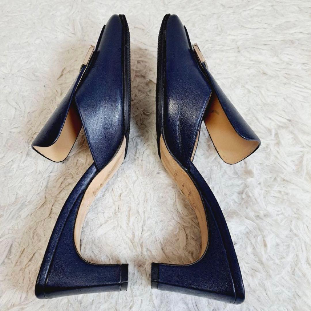 sergio rossi ネイビー スクエアトゥ ミュール