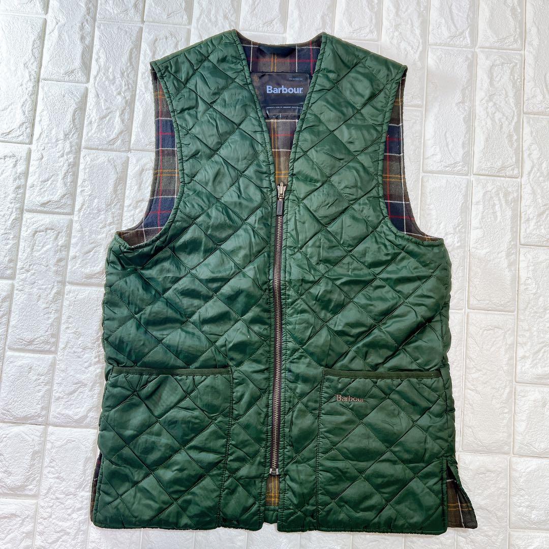 ヴィンテージ Barbour キルティングベストSize38 濃いグリーン