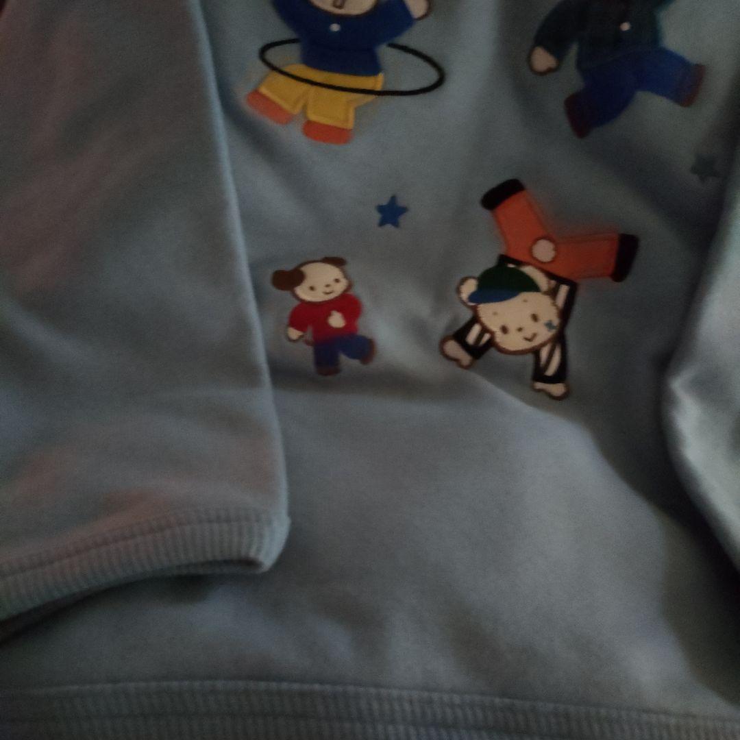 ファミリア水色 クマアップリケ トレーナー