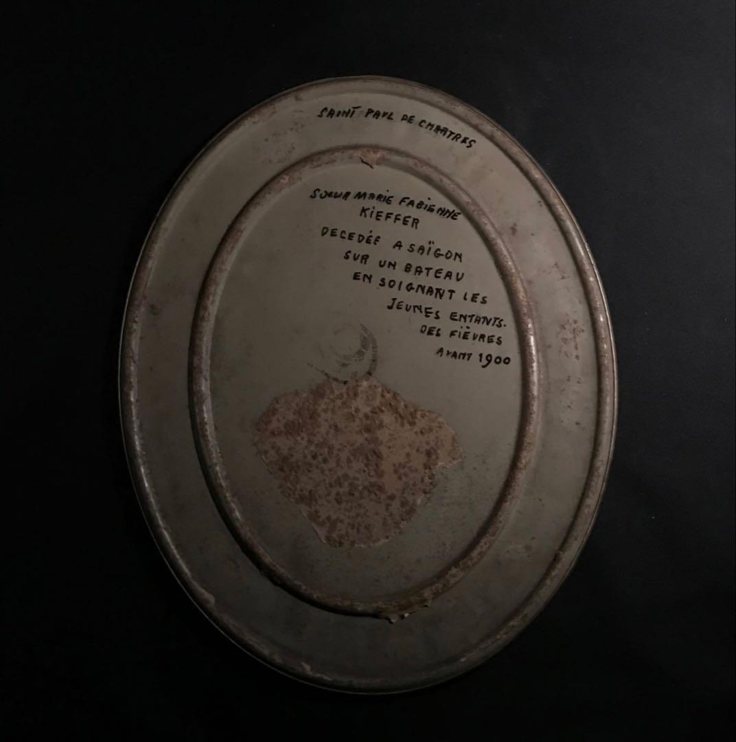 希少　フランス　アンティーク　修道女　ブロカン　プレート　写真　フォト　キリスト