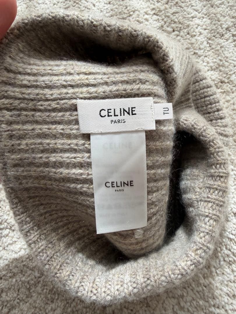 【美品】CELINE セリーヌ ニット帽 ビーニー ロゴ 正規品