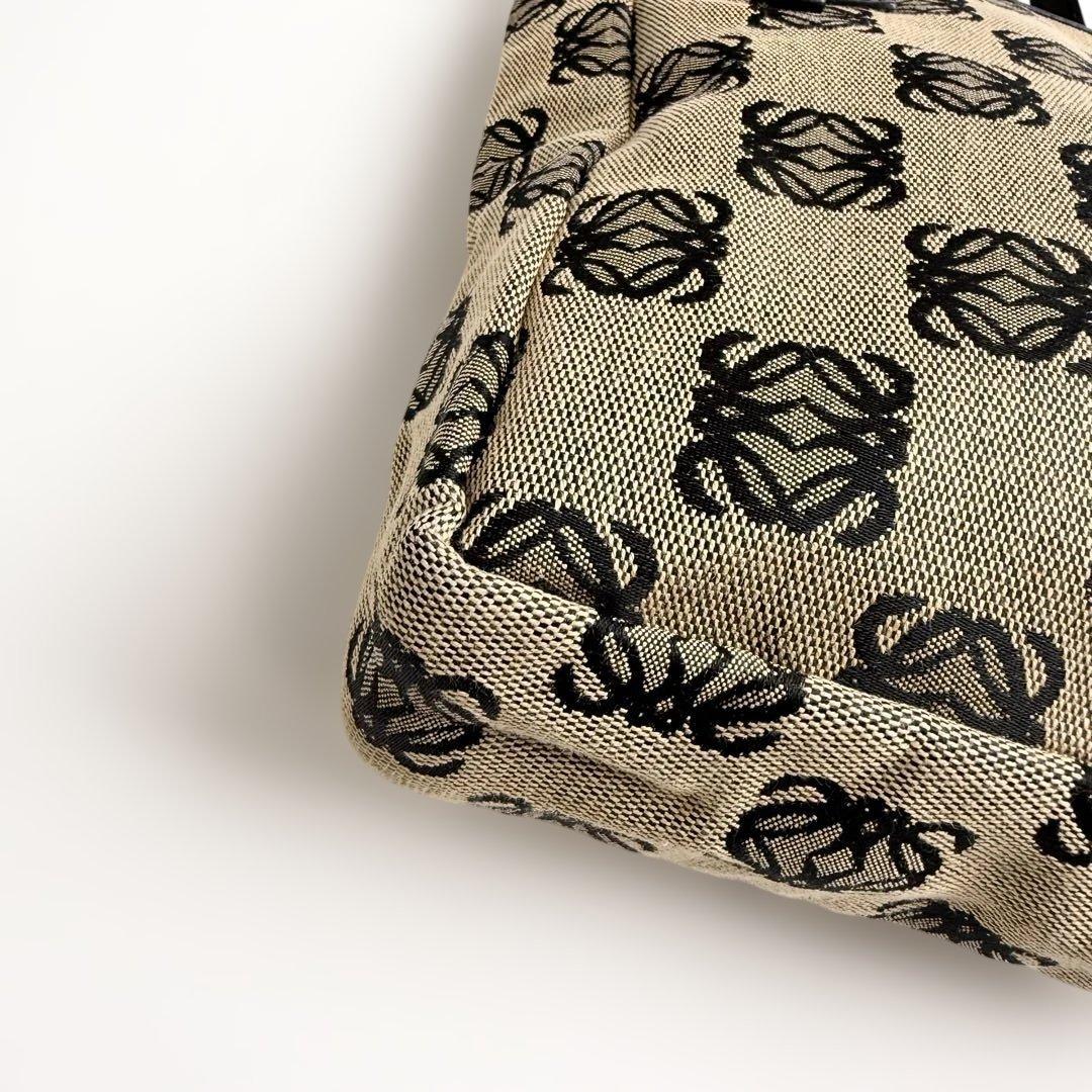 ロエベ 2387 リピート　アナグラム　ミニ　ハンドバッグ　レザー　キャンバス