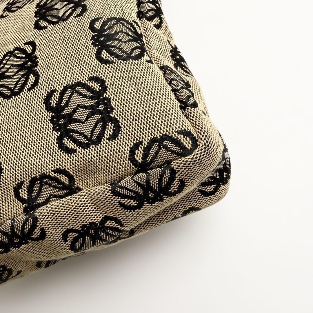 ロエベ 2387 リピート　アナグラム　ミニ　ハンドバッグ　レザー　キャンバス