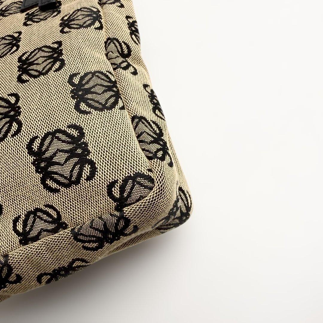 ロエベ 2387 リピート　アナグラム　ミニ　ハンドバッグ　レザー　キャンバス