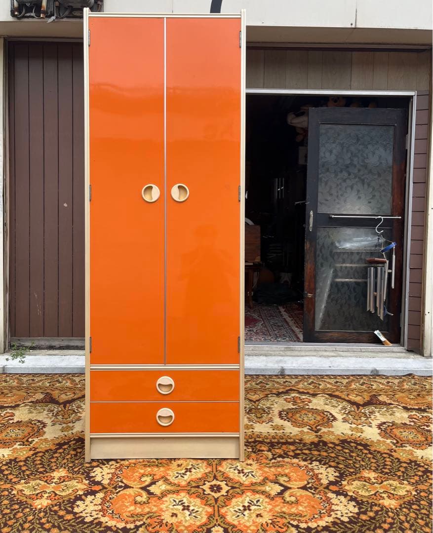 オレンジ クローゼット 昭和レトロ レトロポップ インテリア 当時物 収納