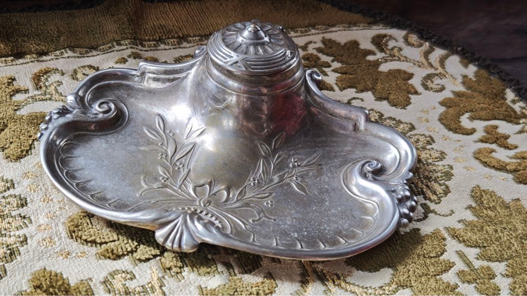 インクウェル　ペントレイ　シルバーメタル（ピューター？） フランスアンティーク