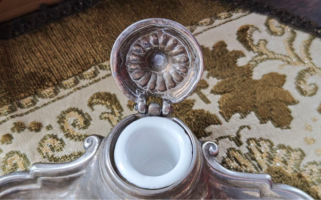 インクウェル　ペントレイ　シルバーメタル（ピューター？） フランスアンティーク