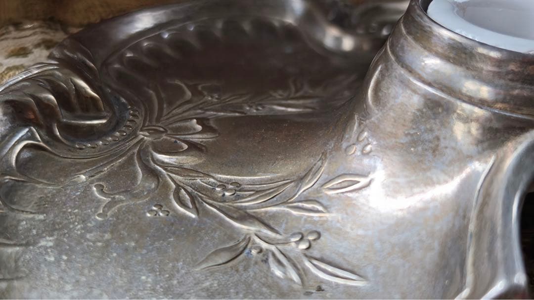 インクウェル　ペントレイ　シルバーメタル（ピューター？） フランスアンティーク