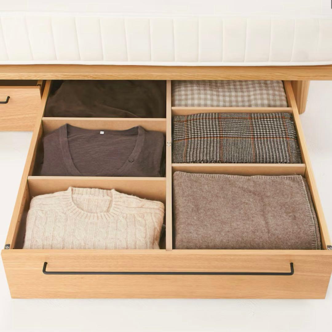 無印良品　ベッド下収納　ベッドフレーム下収納 大　オーク材　未使用品 2個セット