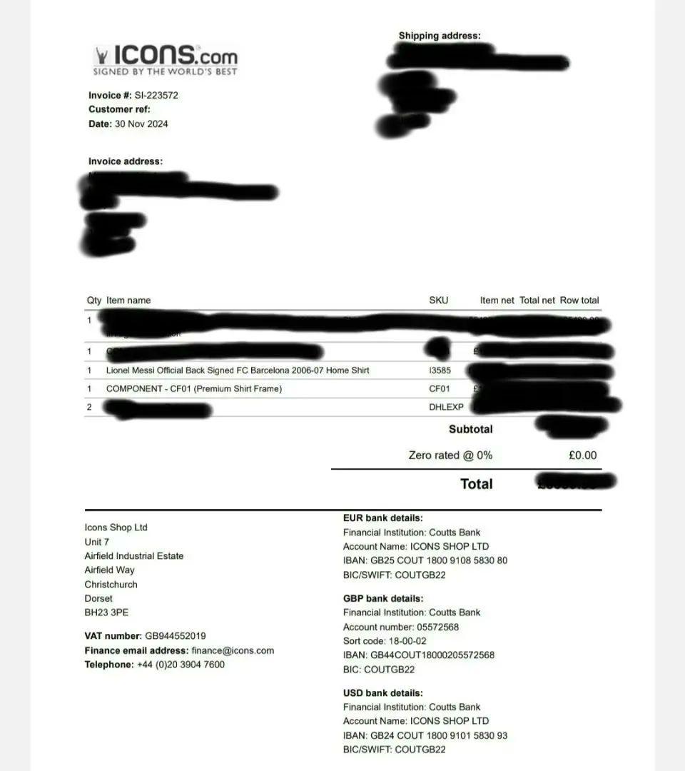 ICONSリオネル メッシ サインユニフォーム バルセロナ0607額付き