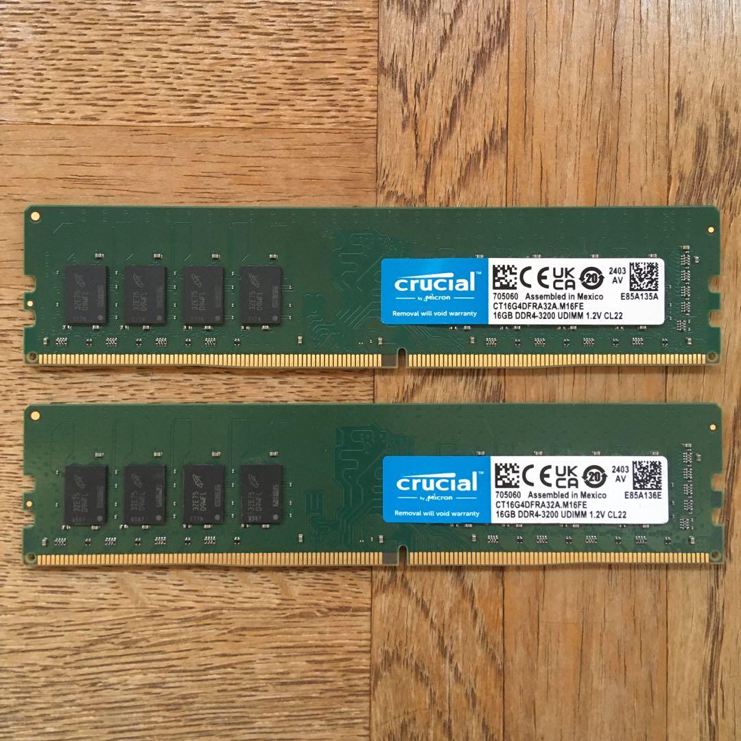 Crucial 32GB DDR4 3200MHz 16G ２枚組