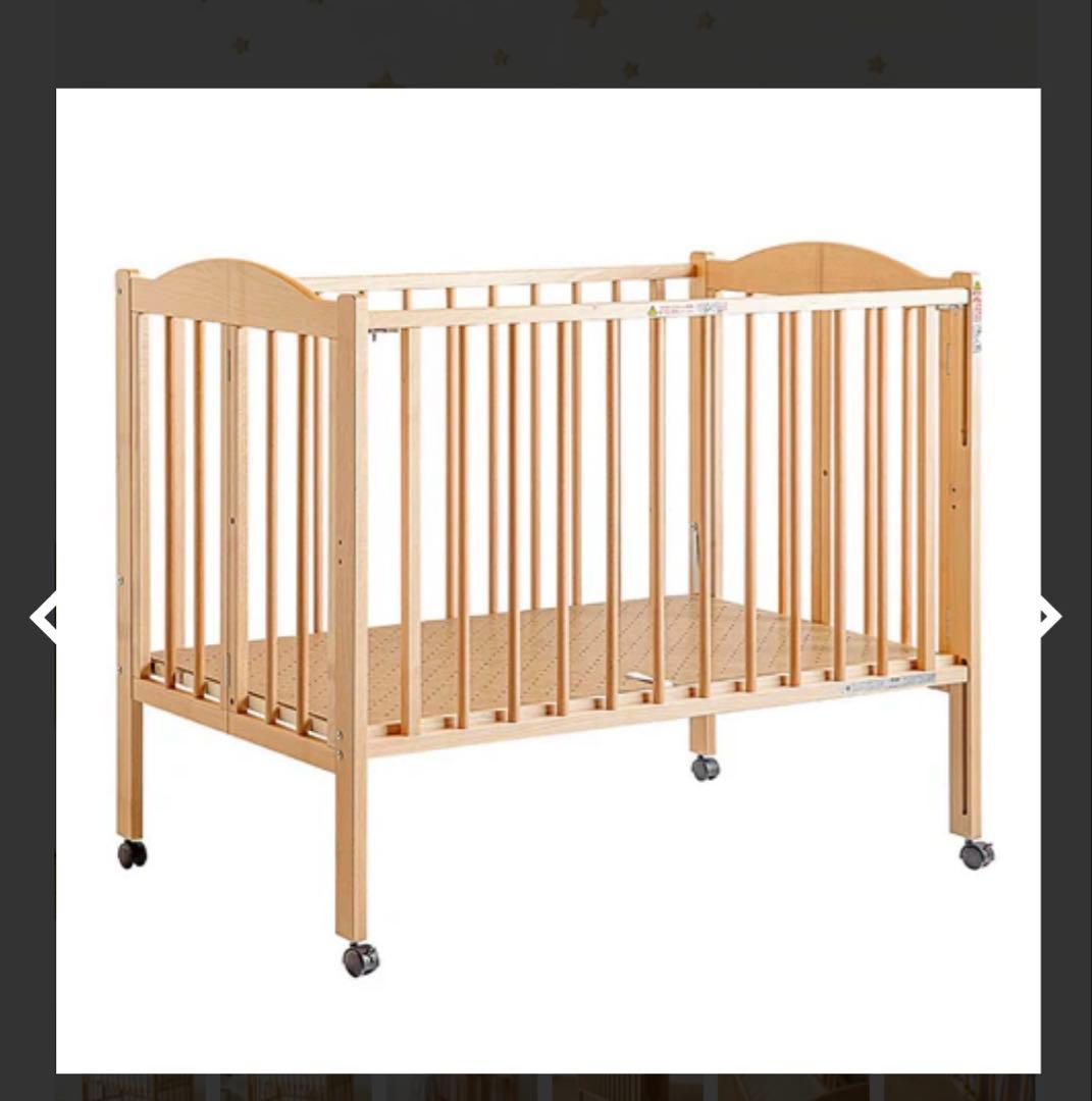 折りたたみベビーベッド 木製ベビーベッド キャスター付き マットレス付き