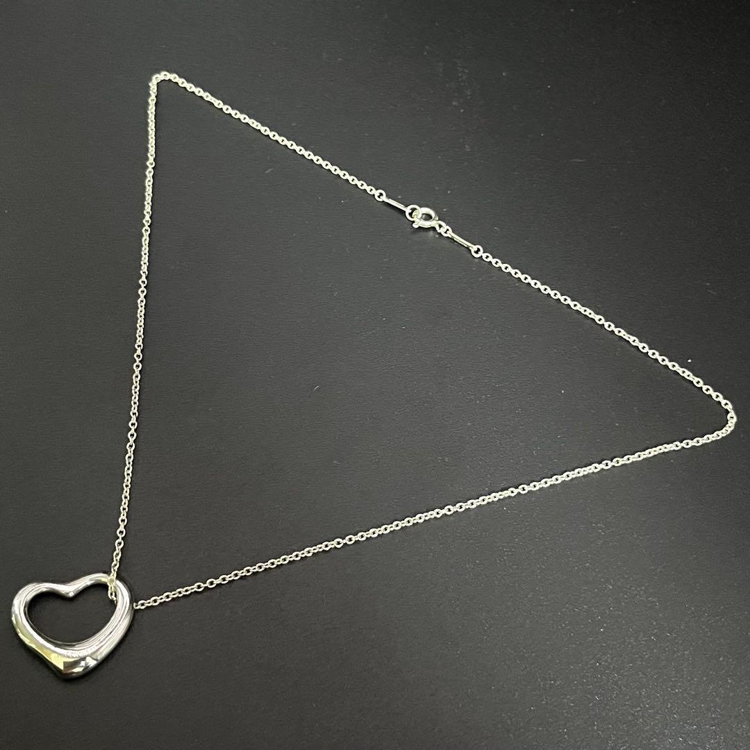 美品 ティファニー オープンハート ネックレス Lサイズ 2.2cm スペイン製