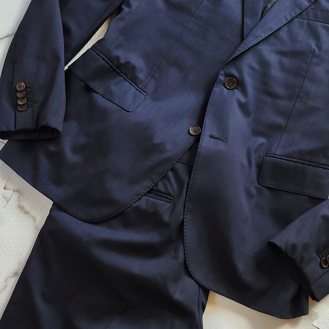 入手困難✨XL相当 ルイヴィトン スーツ ストライプ 裏地ダミエ柄 ネイビー