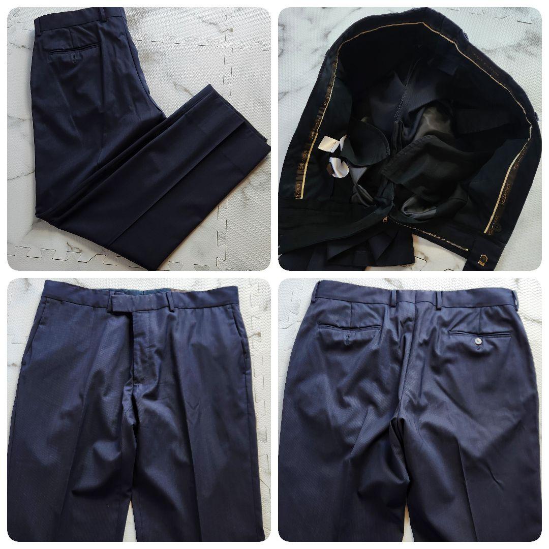 入手困難✨XL相当 ルイヴィトン スーツ ストライプ 裏地ダミエ柄 ネイビー