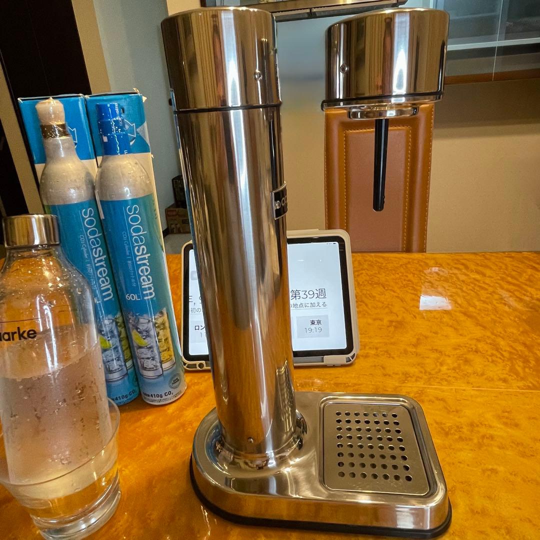 AARKE カーボネーター　シルバー　専用ガスシリンダー2本、1L専用ボトル