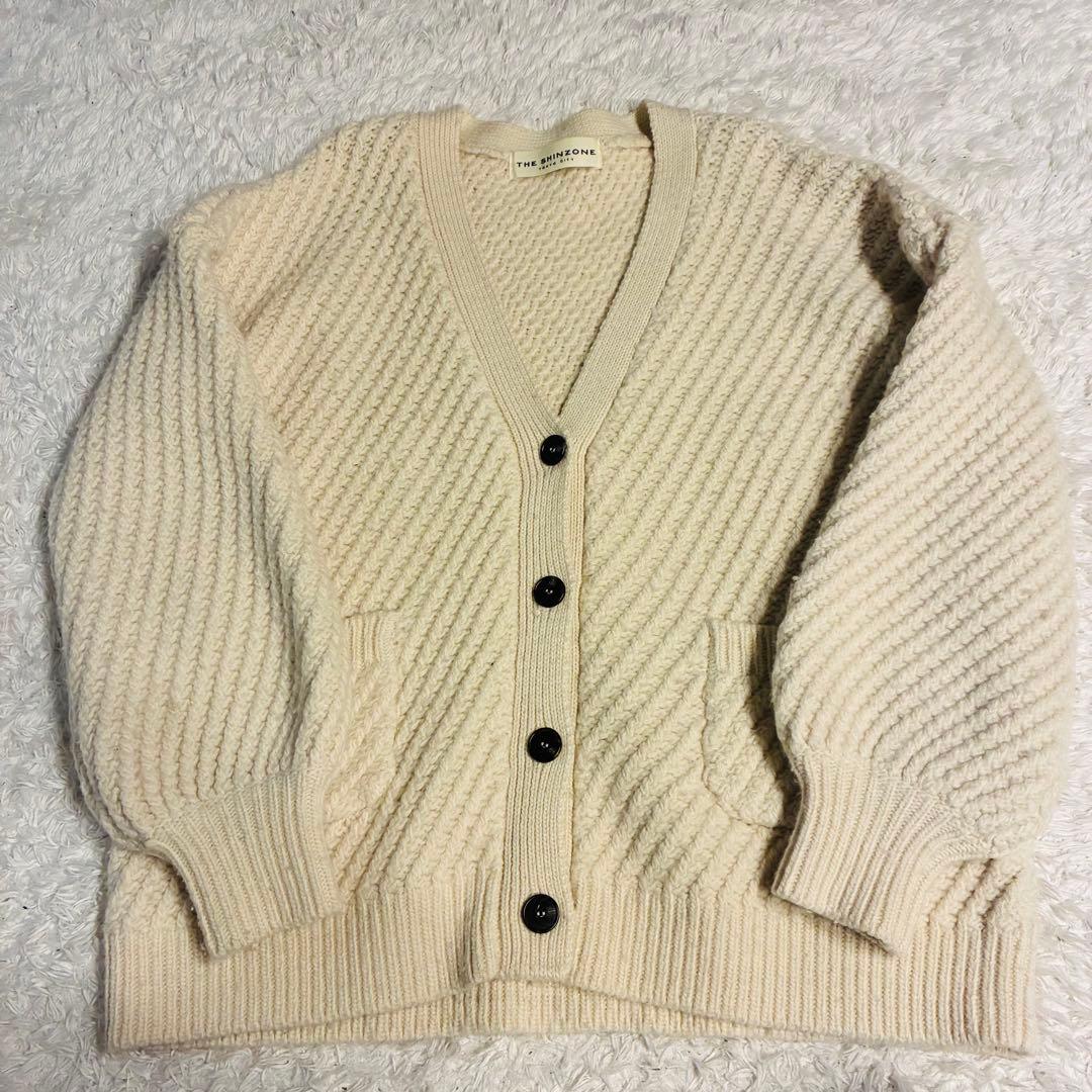 【美品】シンゾーン ボリュームニットカーディガン エクリュ FREE