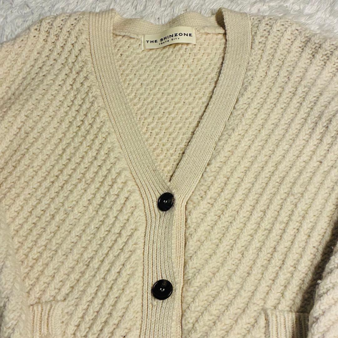 【美品】シンゾーン ボリュームニットカーディガン エクリュ FREE
