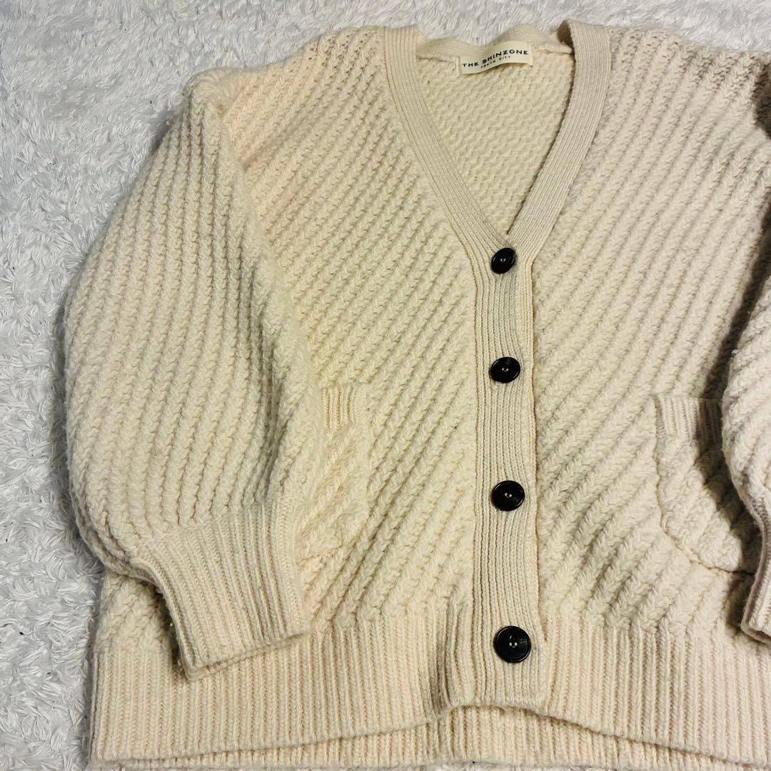 【美品】シンゾーン ボリュームニットカーディガン エクリュ FREE