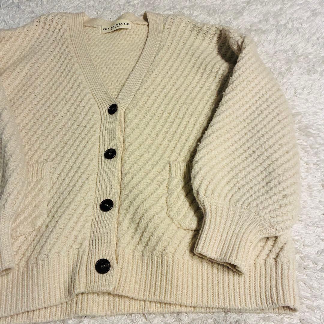 【美品】シンゾーン ボリュームニットカーディガン エクリュ FREE