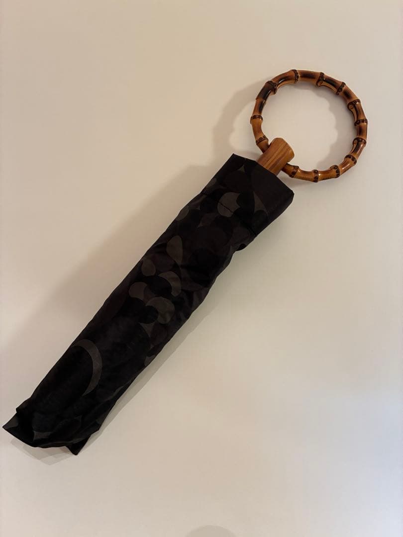 【値下げ】BonBonStore バンブーバングル折りたたみ傘ブラックフラワー