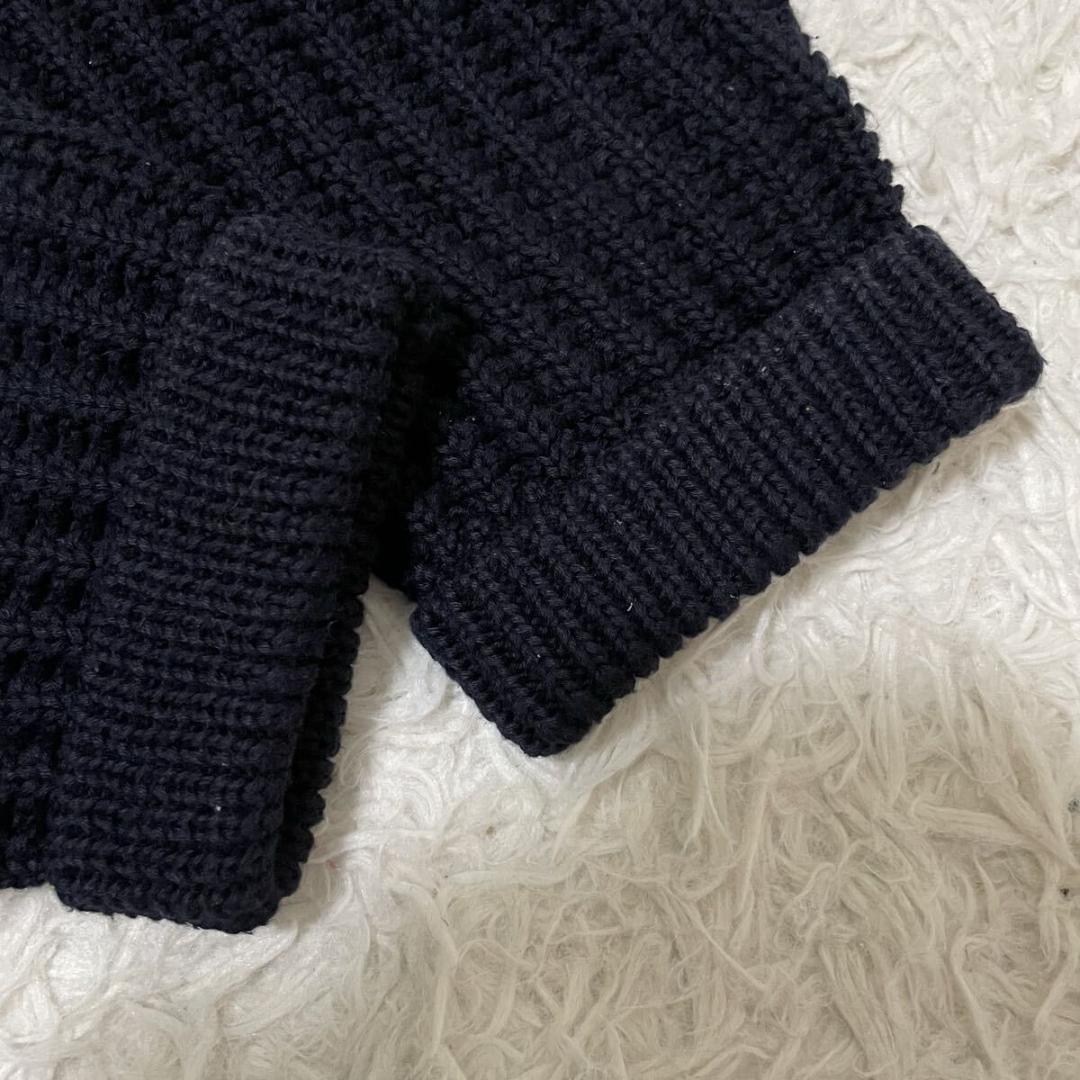 極美品 エルメネジルドゼニア ケーブルニットジャケット ショールカラー ネイビー