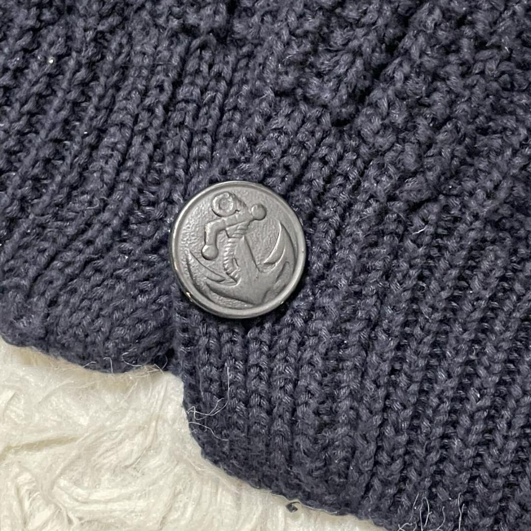 極美品 エルメネジルドゼニア ケーブルニットジャケット ショールカラー ネイビー