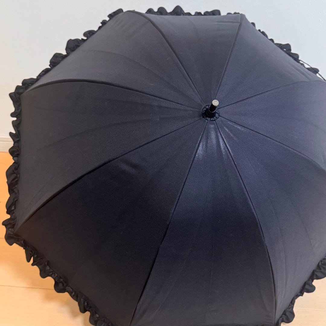 芦屋ロサブラン　完全遮光日傘　フリル　ブラック　ショート