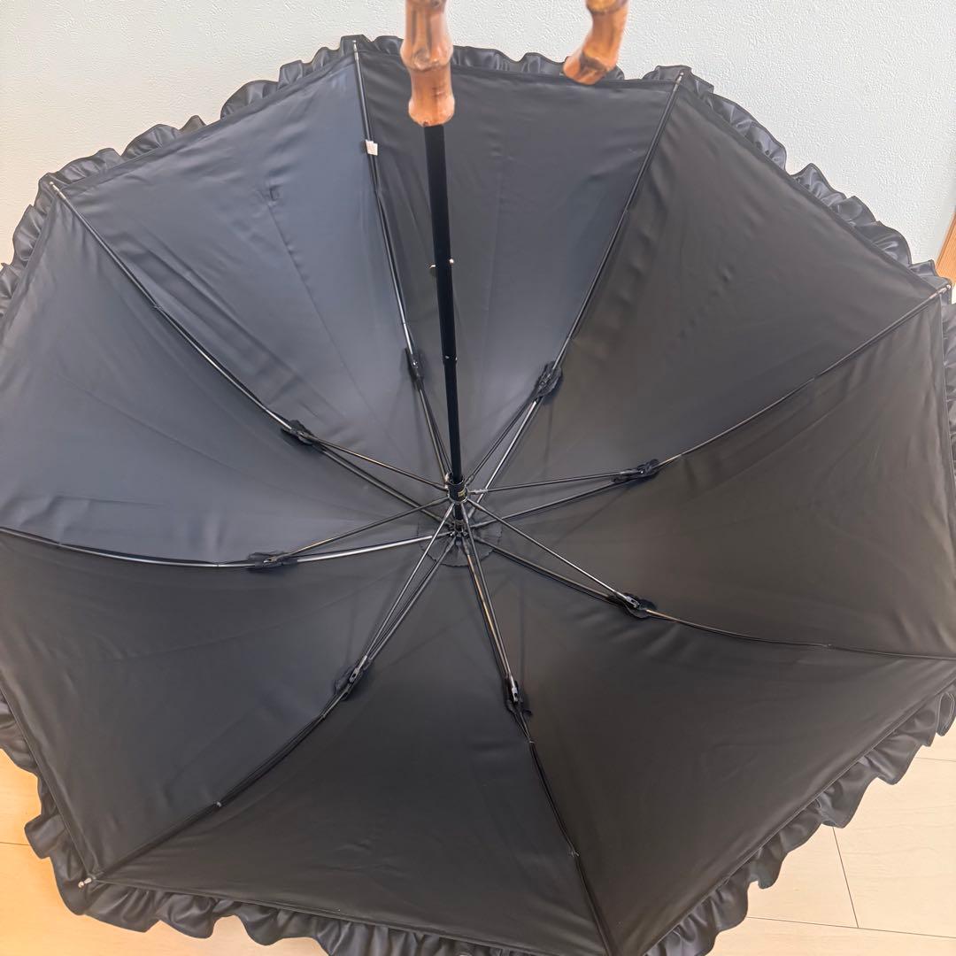 芦屋ロサブラン　完全遮光日傘　フリル　ブラック　ショート