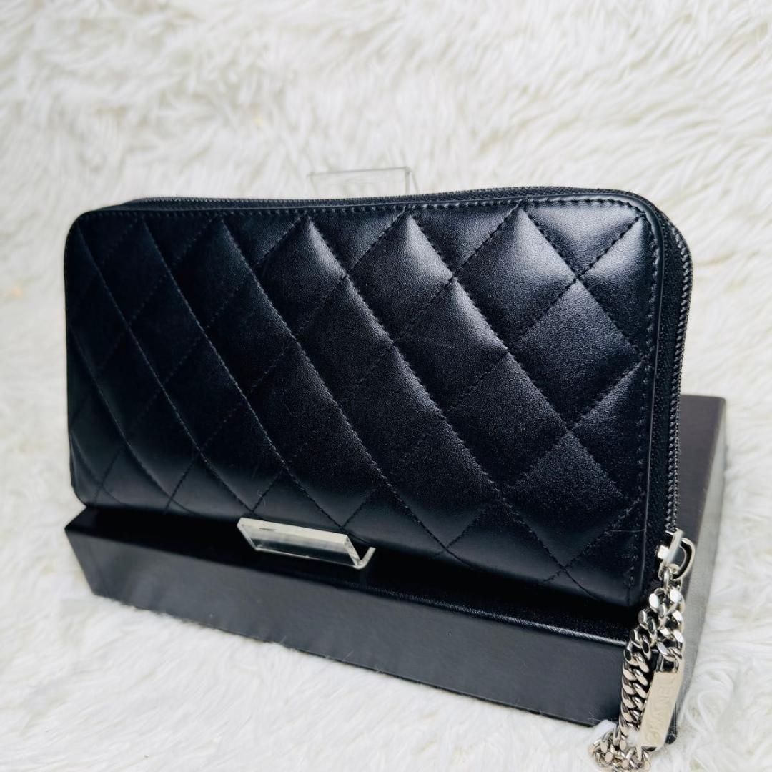 【最終セール！】シャネル　カンボンライン　ラウンドファスナー　長財布　ブラック