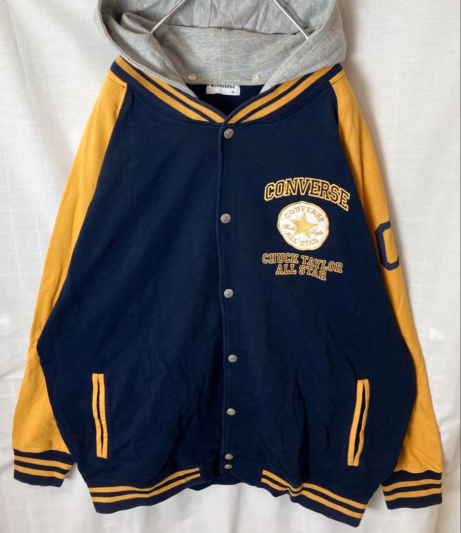 CONVERSEでかロゴ フード付きスウェットスタジャン5Lビッグサイズ