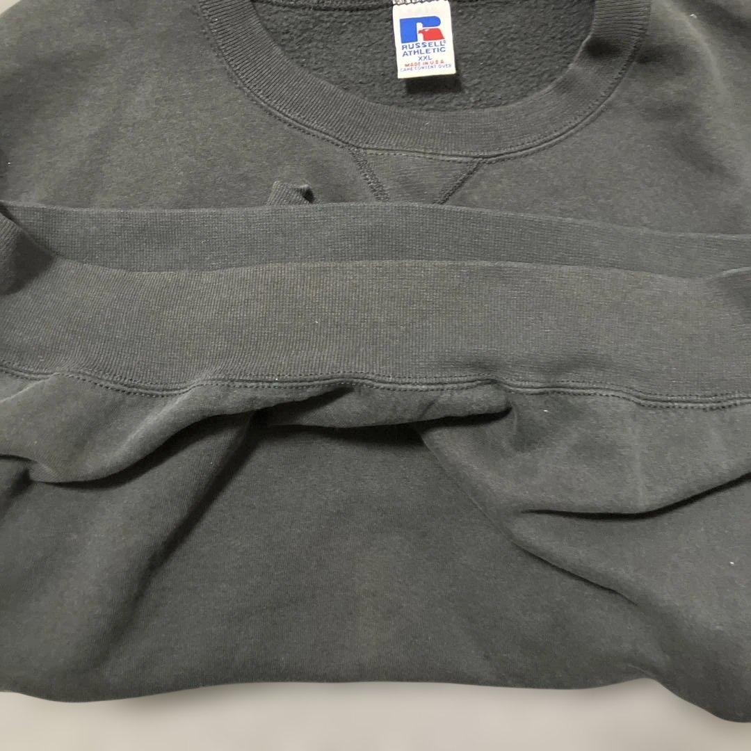 90s USA製 ラッセル 無地 プレーン スウェット L ブラック 前V