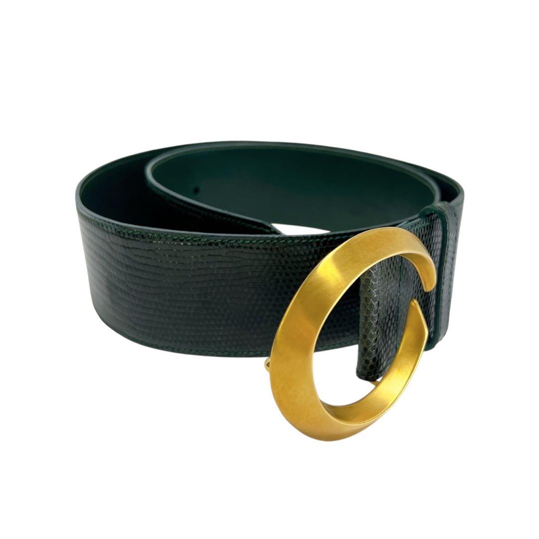 GUCCI グッチ グリーンレザー ベルト ゴールドバックル