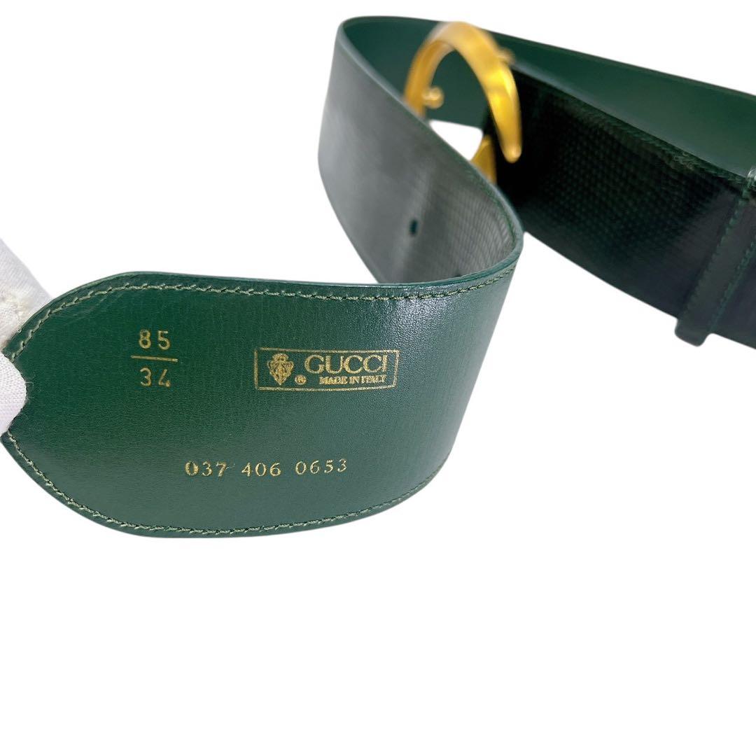GUCCI グッチ グリーンレザー ベルト ゴールドバックル