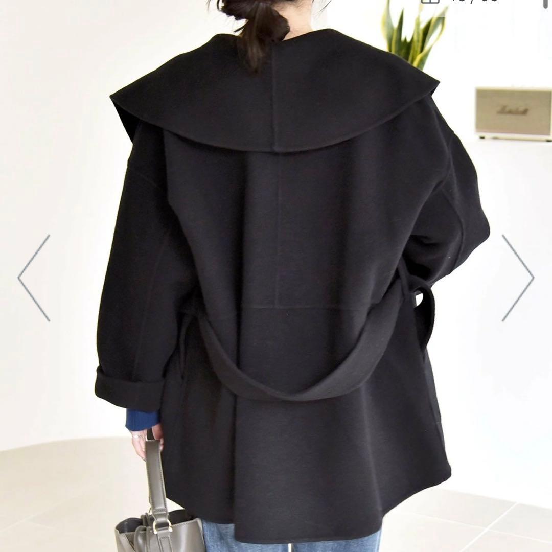 quaranciel リバーケープショートコート ウール混 Free