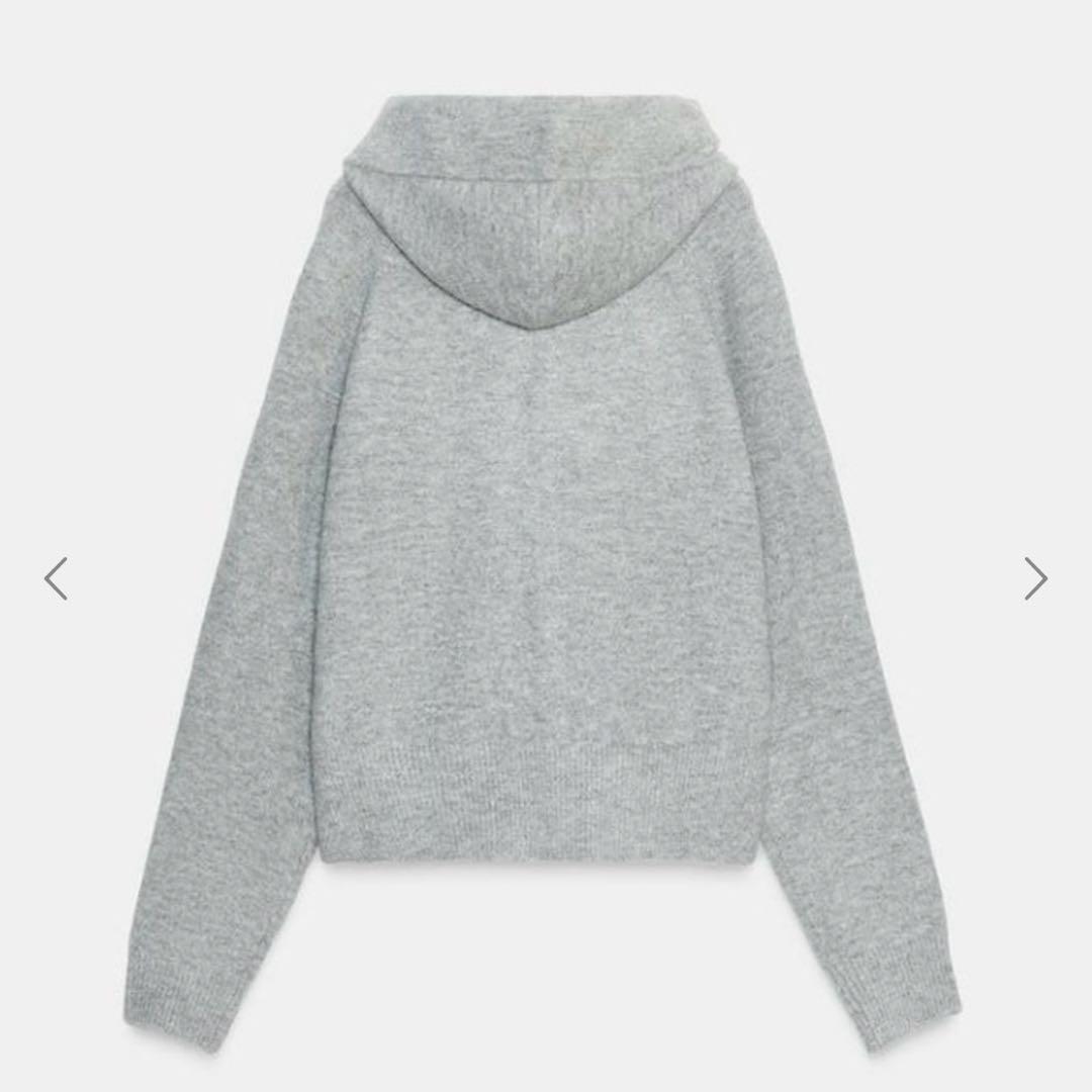 ZARA コントラストドローストリングフーディ