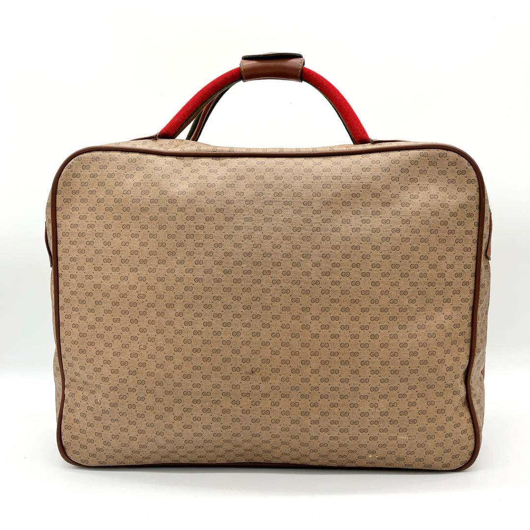 【GUCCI】ボストンバッグ　旅行鞄　シェリーライン　マイクロGG ブラウン