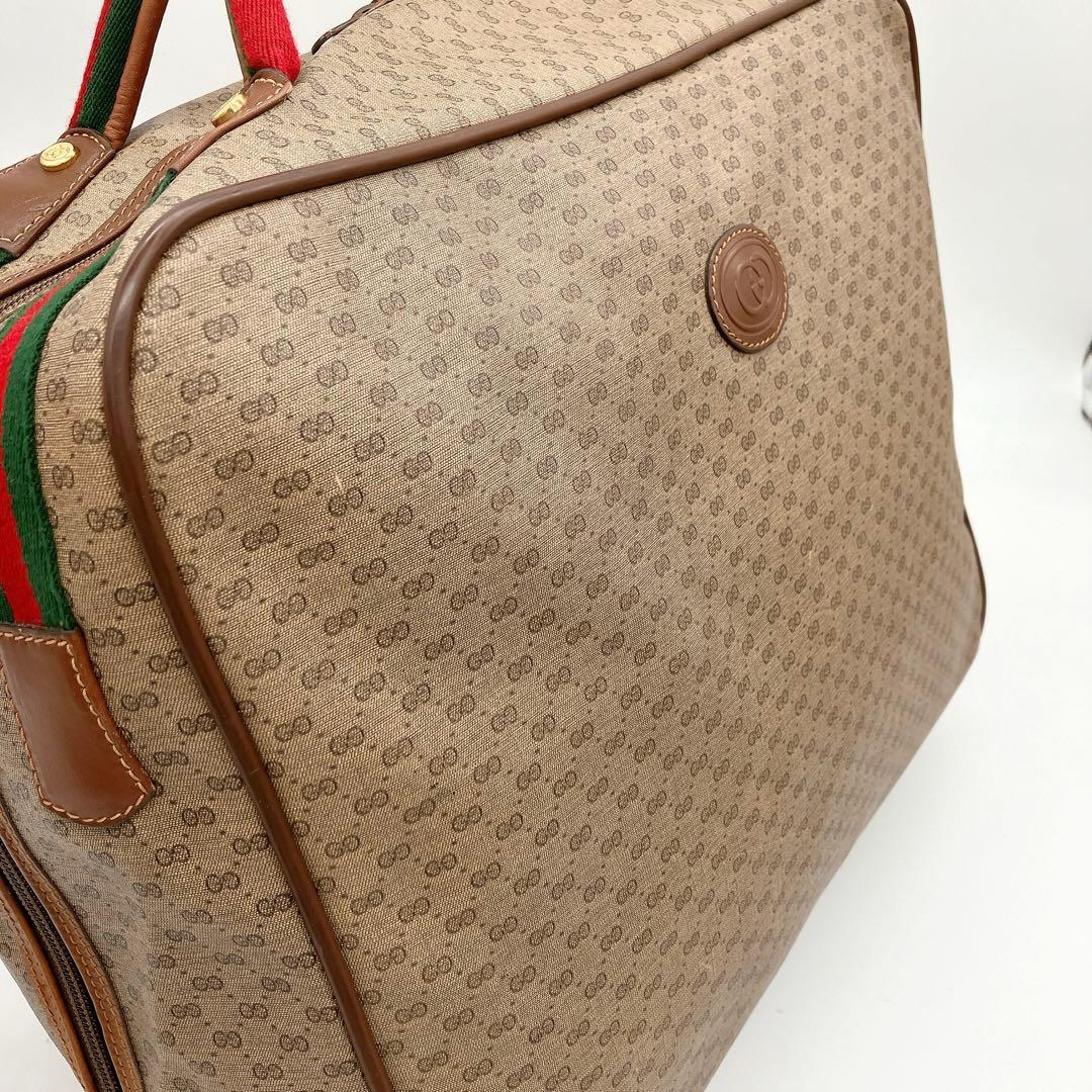 【GUCCI】ボストンバッグ　旅行鞄　シェリーライン　マイクロGG ブラウン