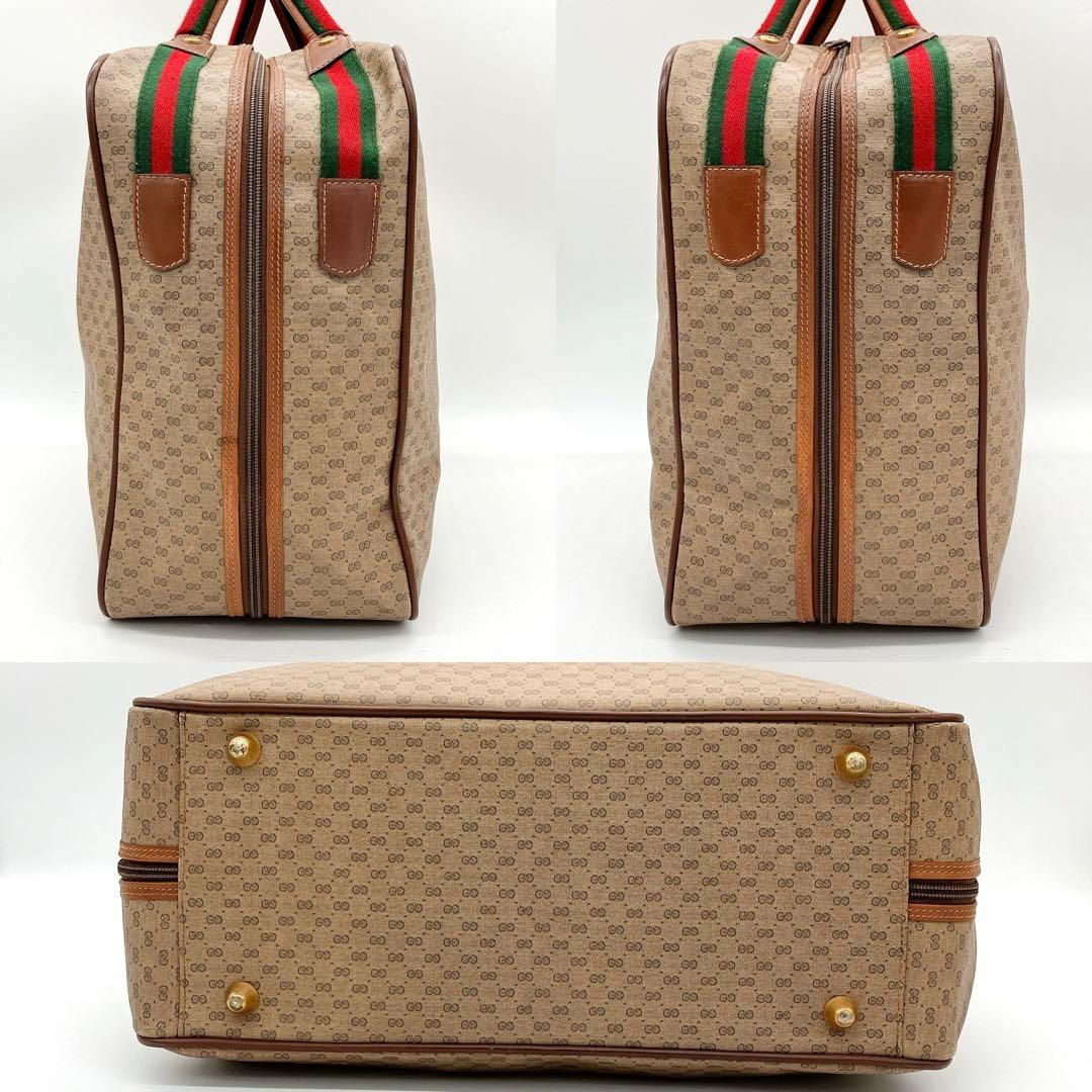【GUCCI】ボストンバッグ　旅行鞄　シェリーライン　マイクロGG ブラウン