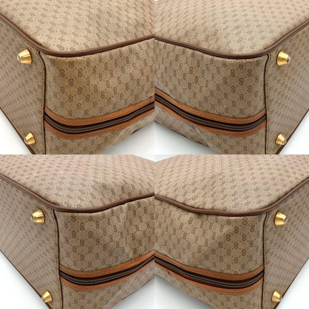 【GUCCI】ボストンバッグ　旅行鞄　シェリーライン　マイクロGG ブラウン