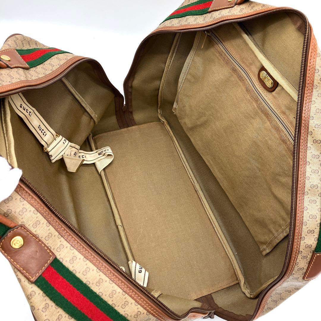 【GUCCI】ボストンバッグ　旅行鞄　シェリーライン　マイクロGG ブラウン