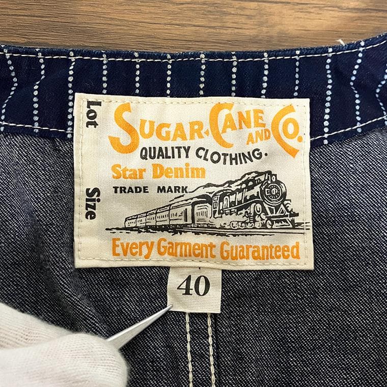シュガーケーン 9oz インディゴ ウォバッシュ ストライプ ベスト 40