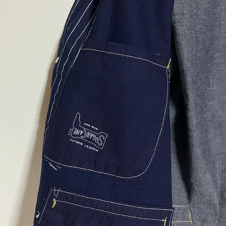 シュガーケーン 9oz インディゴ ウォバッシュ ストライプ ベスト 40