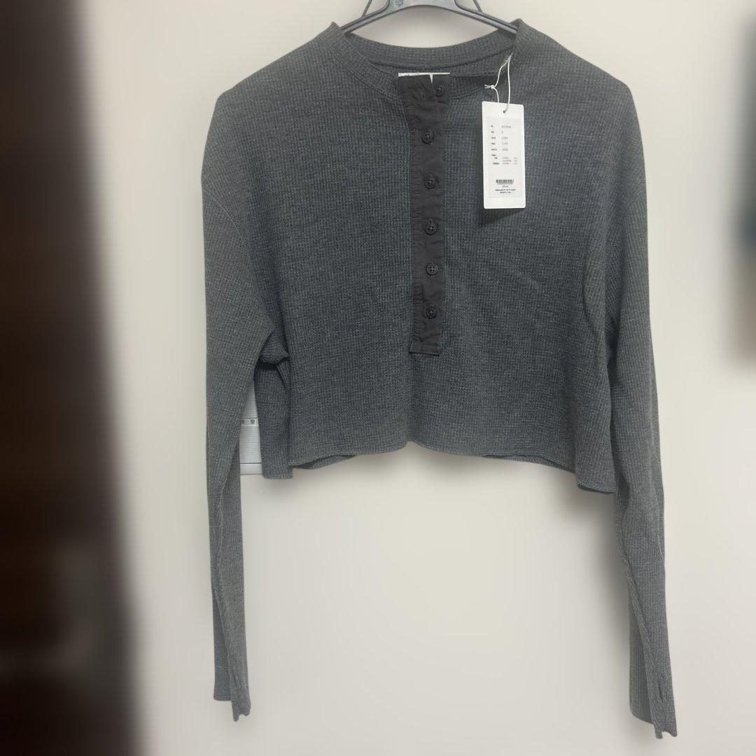 anuke　Waffle Henley Tops チャコールグレー