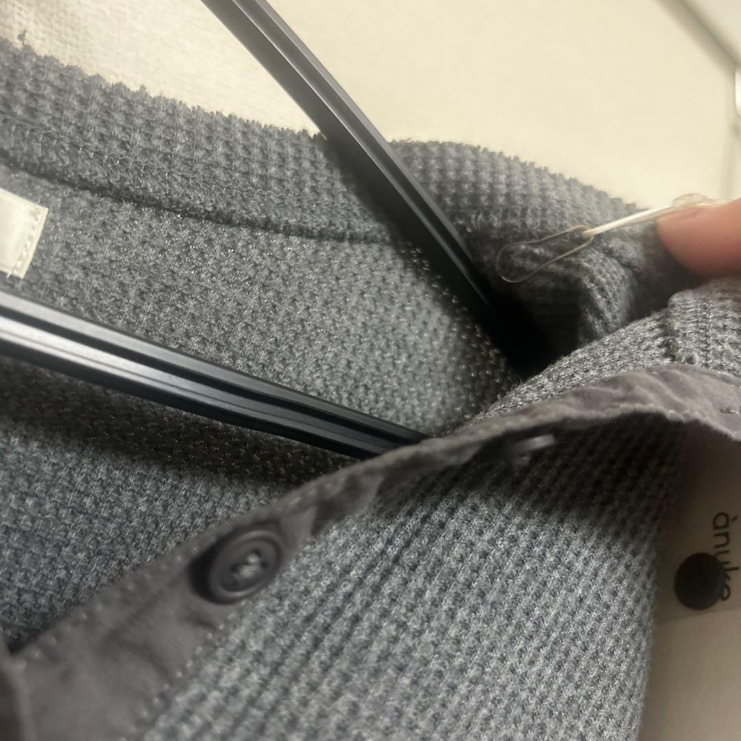 anuke　Waffle Henley Tops チャコールグレー