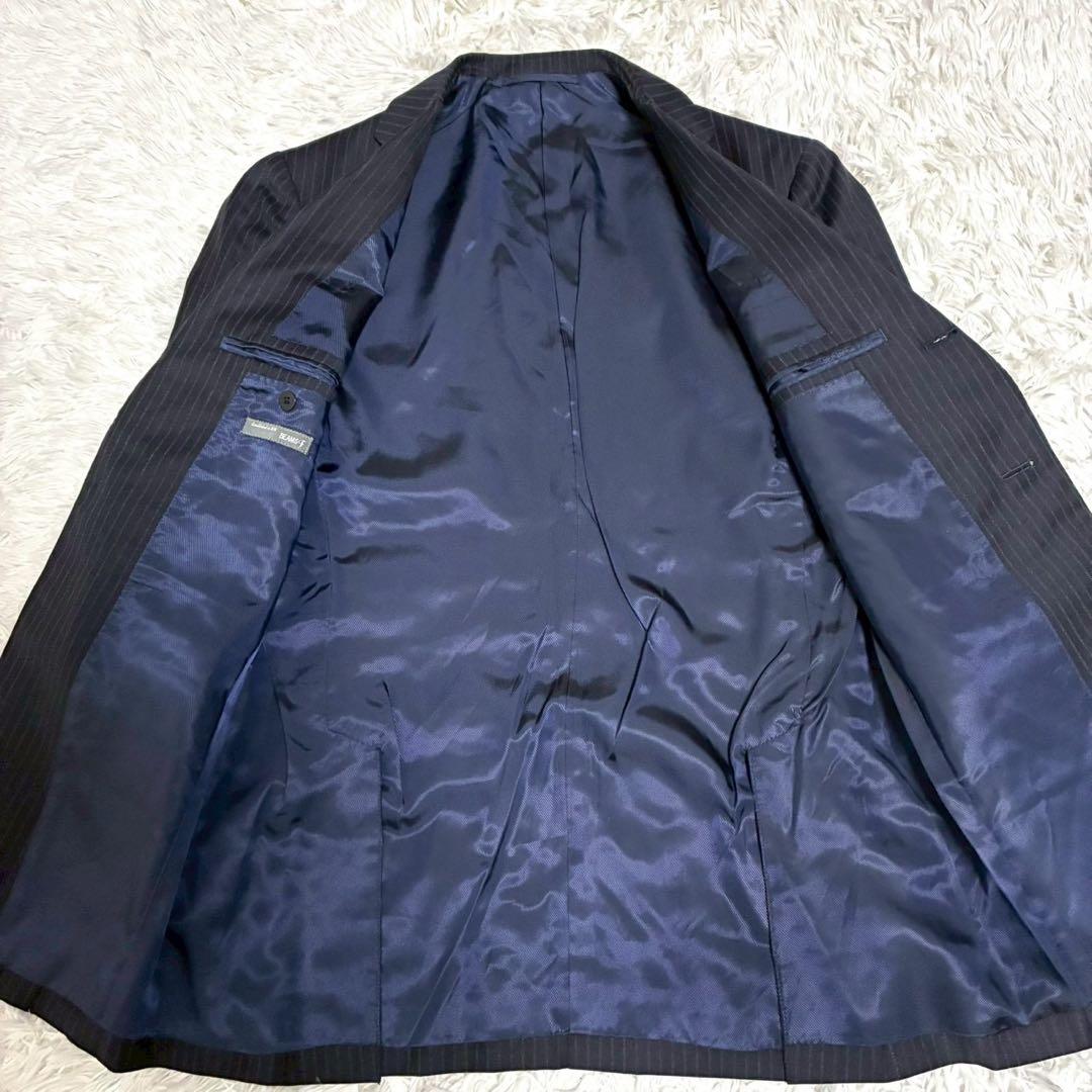 【高級ライン】BEAMS F スーツ　セットアップ　ネイビー　ストライプ　日本製