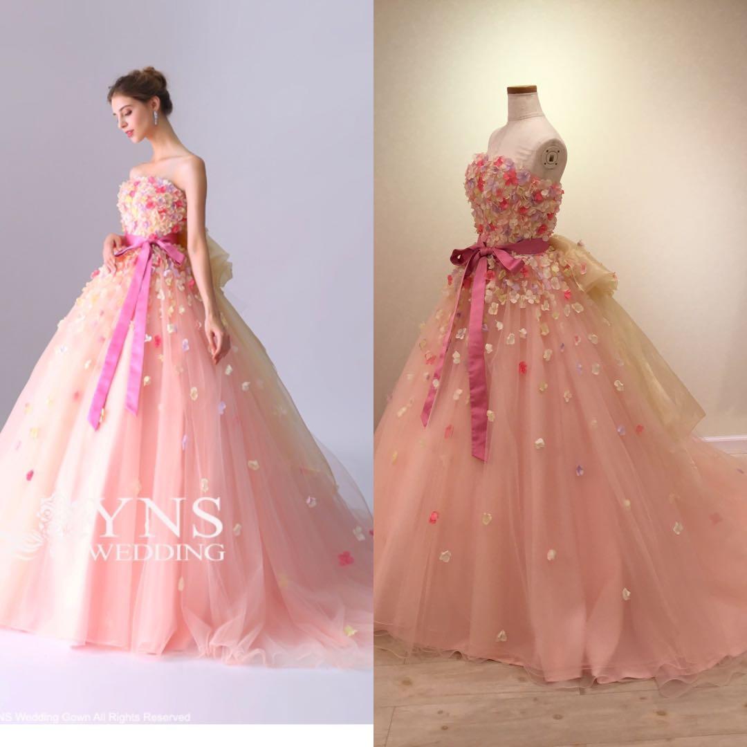 M*o様 YNS WEDDINGフラワー装飾 ピーチピンク チュールドレス